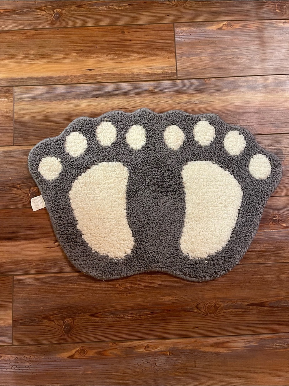 Plush Gray and Cream Footprint Door Mat - Unbranded